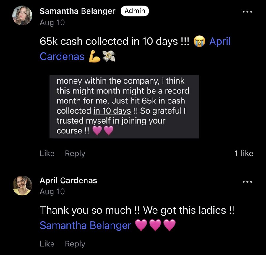 April: her message in the group