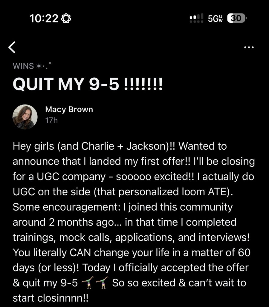 Macy: her message in the group